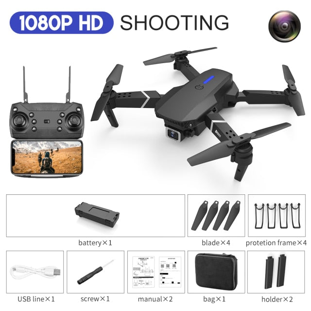 Drone Camera Quadcopter E88 FPV With Wide Angle 1080P HD 4K  Hold WiFi RC Remote Control Foldable