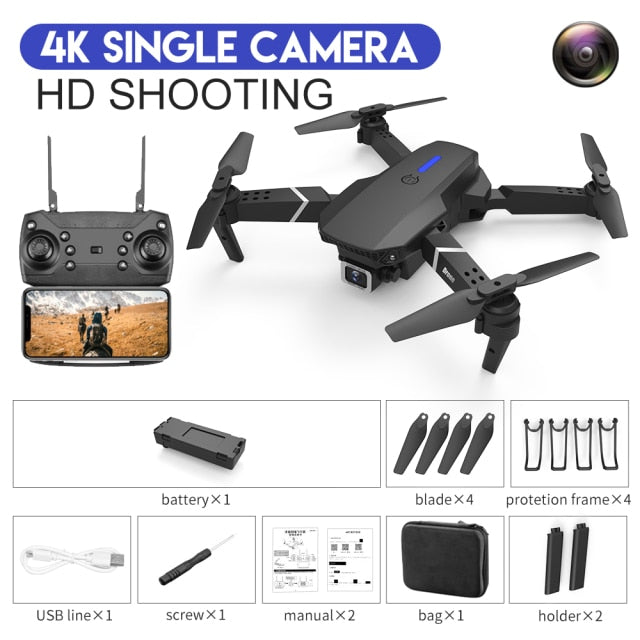 Drone Camera Quadcopter E88 FPV With Wide Angle 1080P HD 4K  Hold WiFi RC Remote Control Foldable