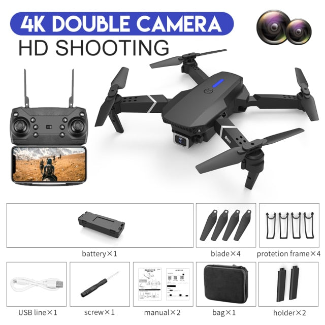 Drone Camera Quadcopter E88 FPV With Wide Angle 1080P HD 4K  Hold WiFi RC Remote Control Foldable