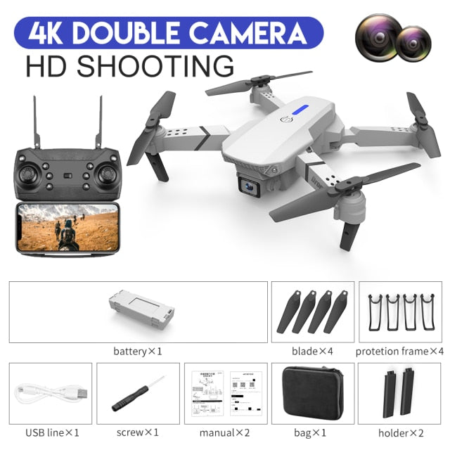 Drone Camera Quadcopter E88 FPV With Wide Angle 1080P HD 4K  Hold WiFi RC Remote Control Foldable