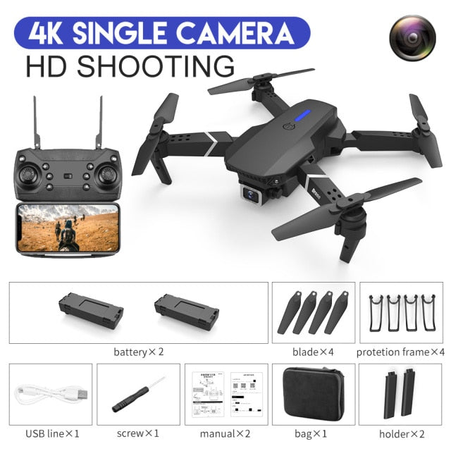 Drone Camera Quadcopter E88 FPV With Wide Angle 1080P HD 4K  Hold WiFi RC Remote Control Foldable