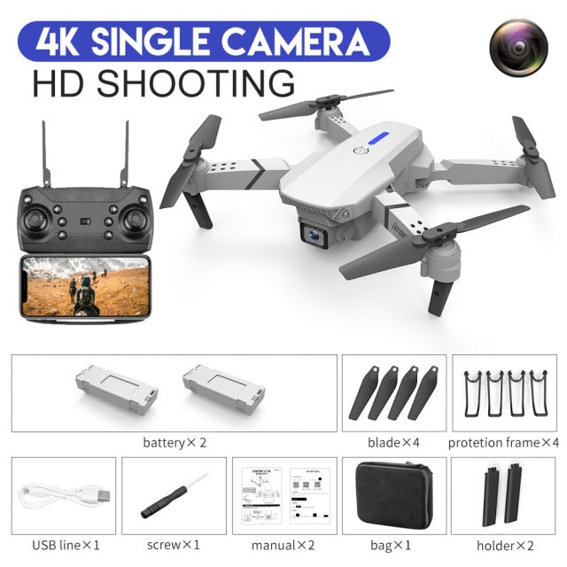 Drone Camera Quadcopter E88 FPV With Wide Angle 1080P HD 4K  Hold WiFi RC Remote Control Foldable