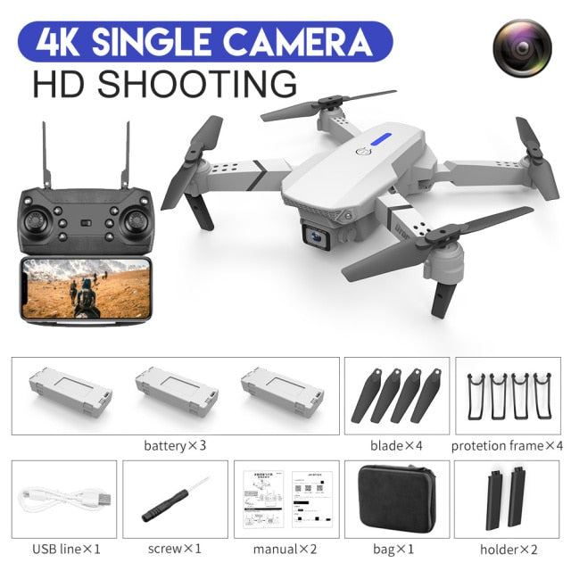 Drone Camera Quadcopter E88 FPV With Wide Angle 1080P HD 4K  Hold WiFi RC Remote Control Foldable