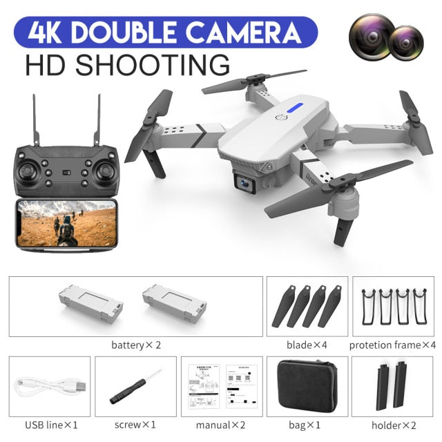 Drone Camera Quadcopter E88 FPV With Wide Angle 1080P HD 4K  Hold WiFi RC Remote Control Foldable