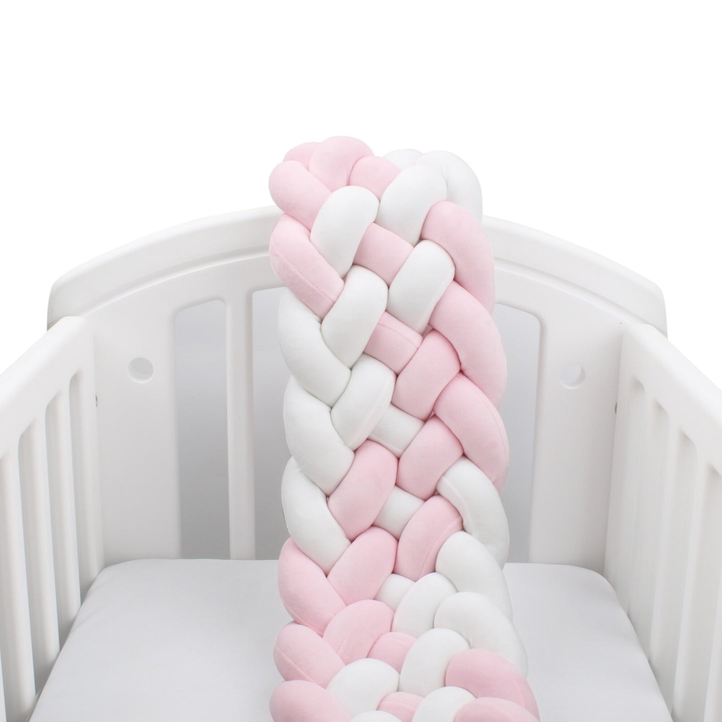 Baby Bed Bumper Crib woven Braid Pillow Cushion Infant Protector Pad Knotted 200cm