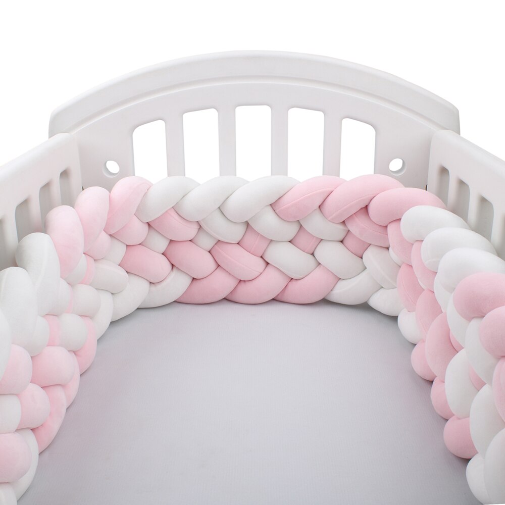 Baby Bed Bumper Crib woven Braid Pillow Cushion Infant Protector Pad Knotted 200cm