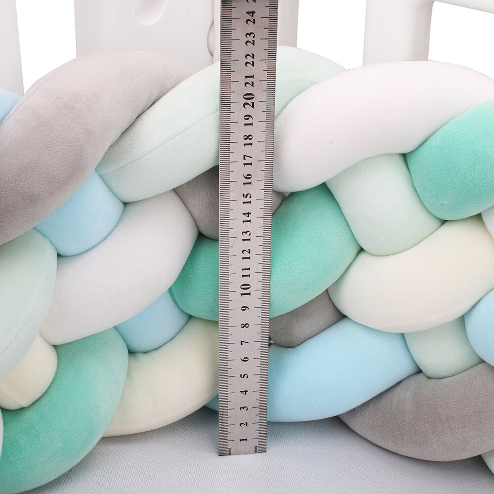 Baby Bed Bumper Crib woven Braid Pillow Cushion Infant Protector Pad Knotted 200cm