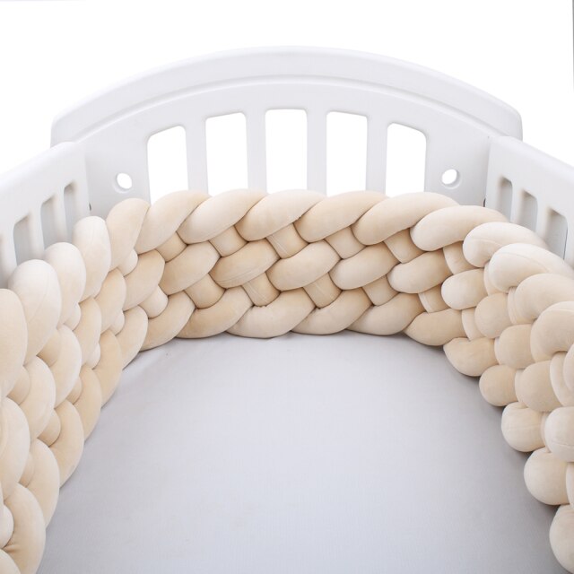 Baby Bed Bumper Crib woven Braid Pillow Cushion Infant Protector Pad Knotted 200cm