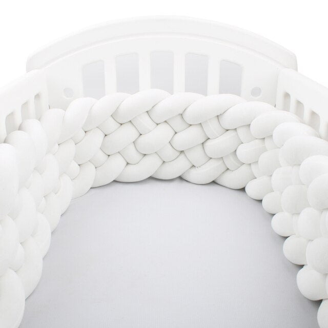 Baby Bed Bumper Crib woven Braid Pillow Cushion Infant Protector Pad Knotted 200cm