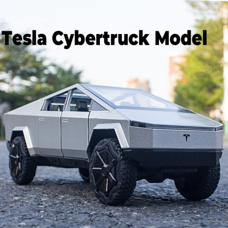 Car Model Tesla Cybertruck Pickup Alloy Diecasts Metal Off-road Vehicles Kids 1/24