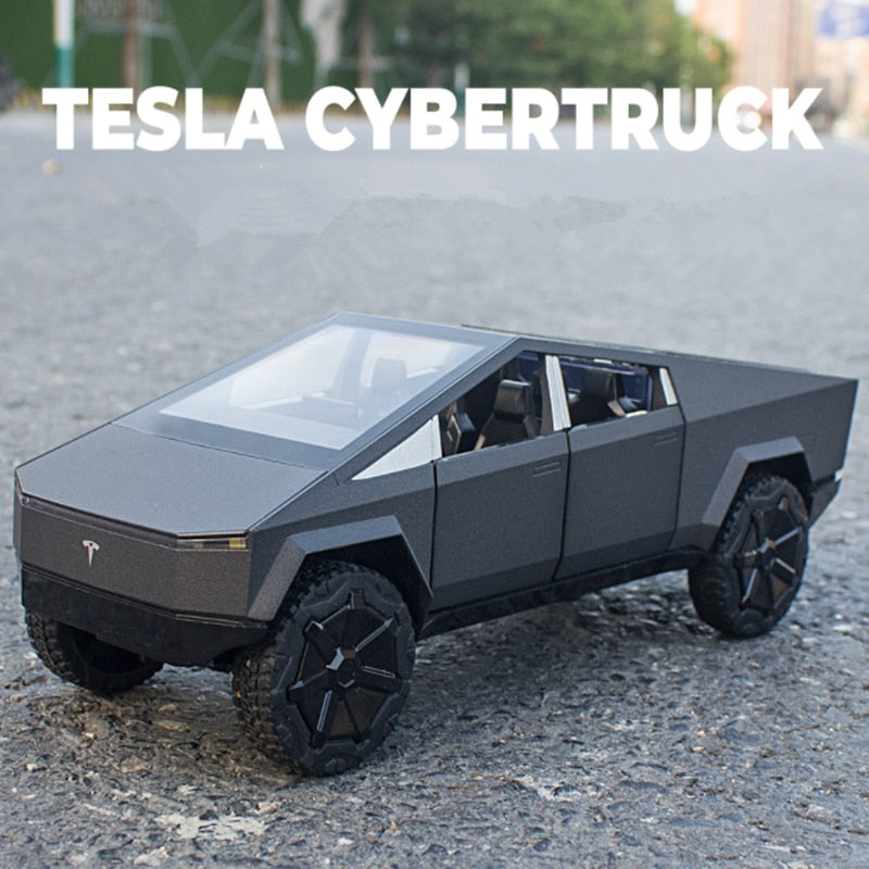 Car Model Tesla Cybertruck Pickup Alloy Diecasts Metal Off-road Vehicles Kids 1/24