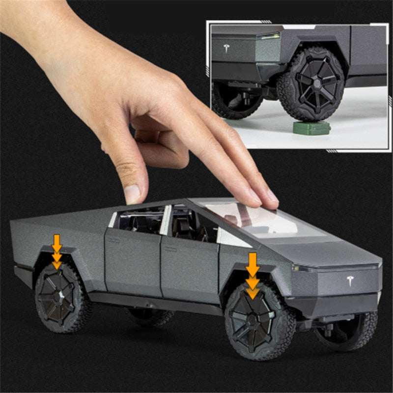 Car Model Tesla Cybertruck Pickup Alloy Diecasts Metal Off-road Vehicles Kids 1/24