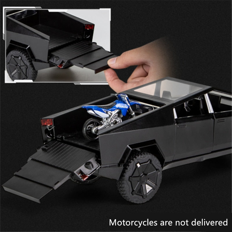 Car Model Tesla Cybertruck Pickup Alloy Diecasts Metal Off-road Vehicles Kids 1/24