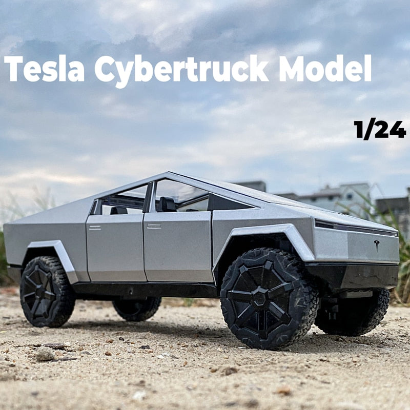 Car Model Tesla Cybertruck Pickup Alloy Diecasts Metal Off-road Vehicles Kids 1/24