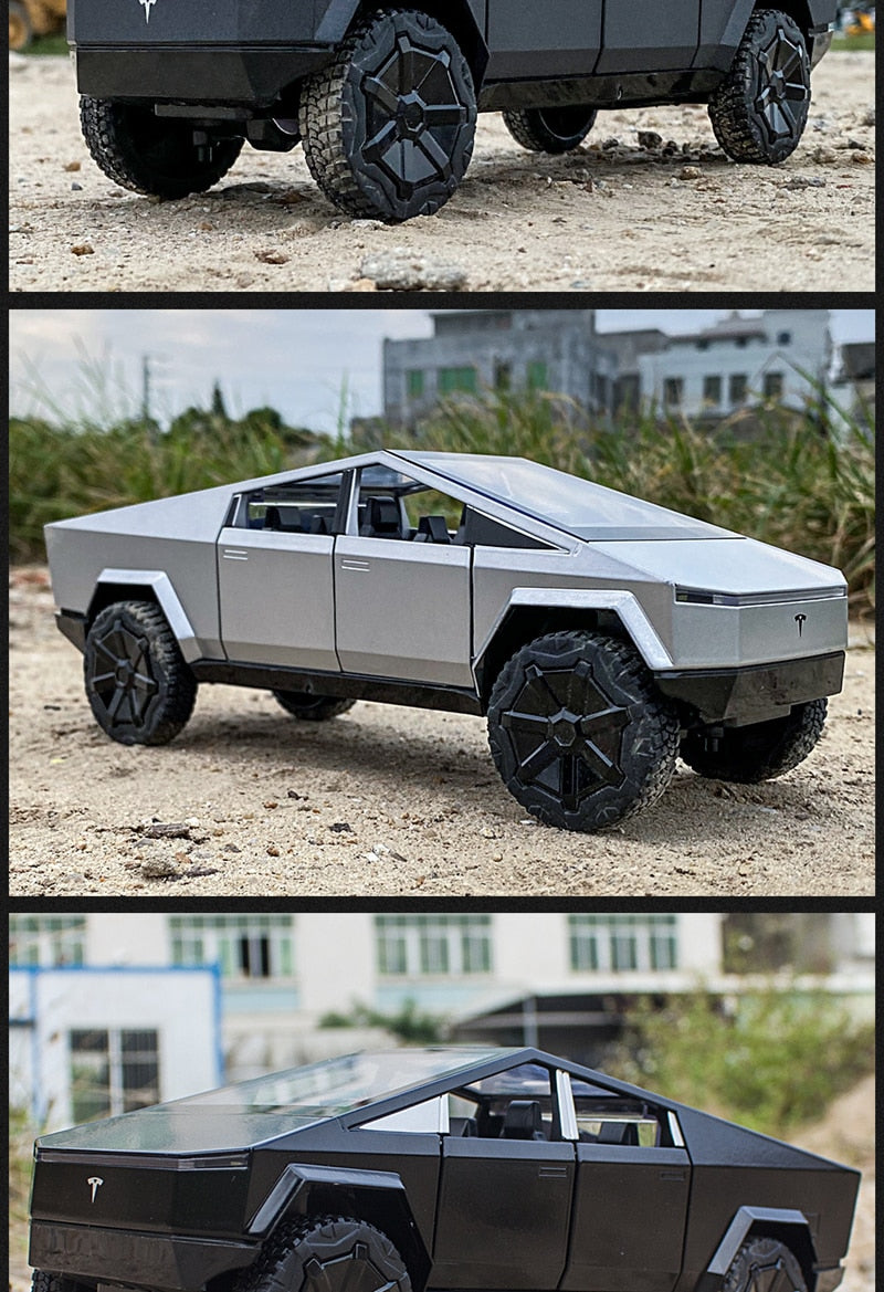 Car Model Tesla Cybertruck Pickup Alloy Diecasts Metal Off-road Vehicles Kids 1/24