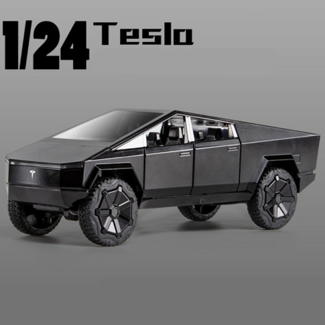 Car Model Tesla Cybertruck Pickup Alloy Diecasts Metal Off-road Vehicles Kids 1/24