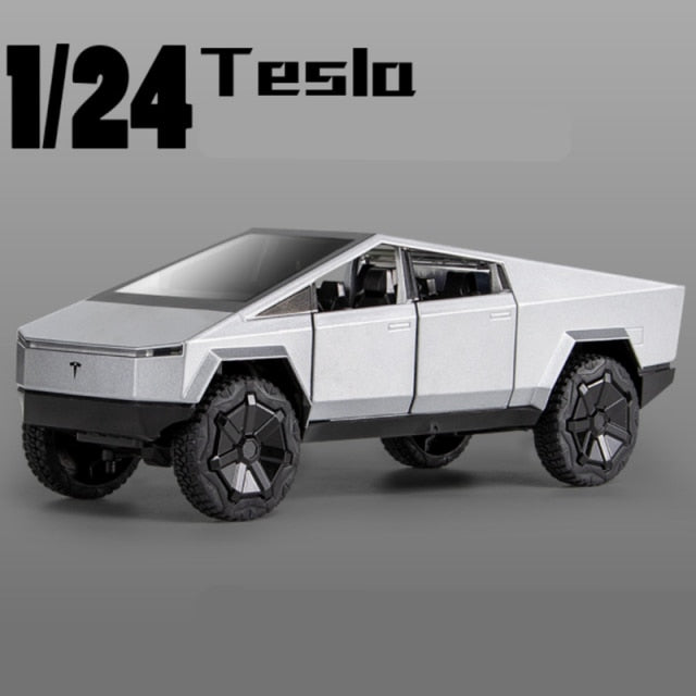 Car Model Tesla Cybertruck Pickup Alloy Diecasts Metal Off-road Vehicles Kids 1/24