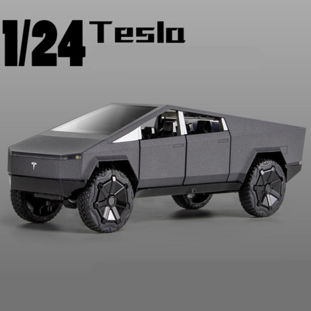 Car Model Tesla Cybertruck Pickup Alloy Diecasts Metal Off-road Vehicles Kids 1/24