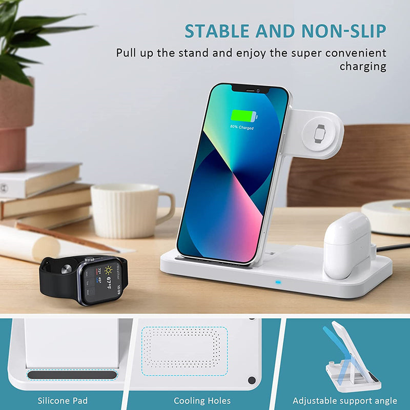 4 in 1 Wireless Charger Station Fast Charging Stand Apple Watch Airpods Pencil 1st Dock