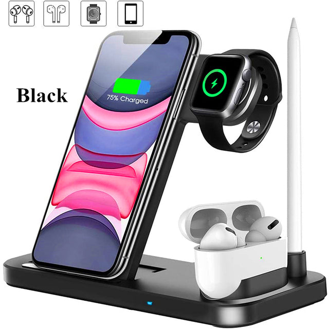 4 in 1 Wireless Charger Station Fast Charging Stand Apple Watch Airpods Pencil 1st Dock