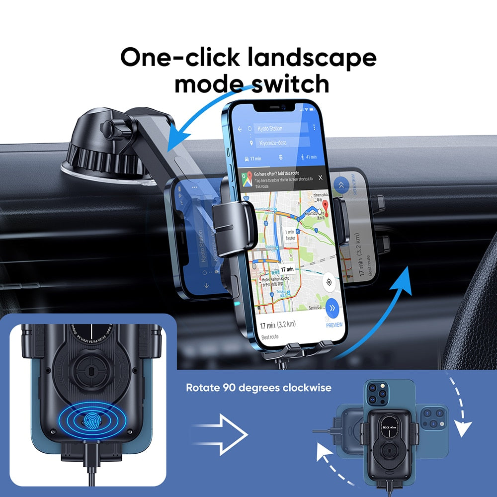 15W Car Phone Holder Wireless Charger Rotatable Air Vent Dashboard