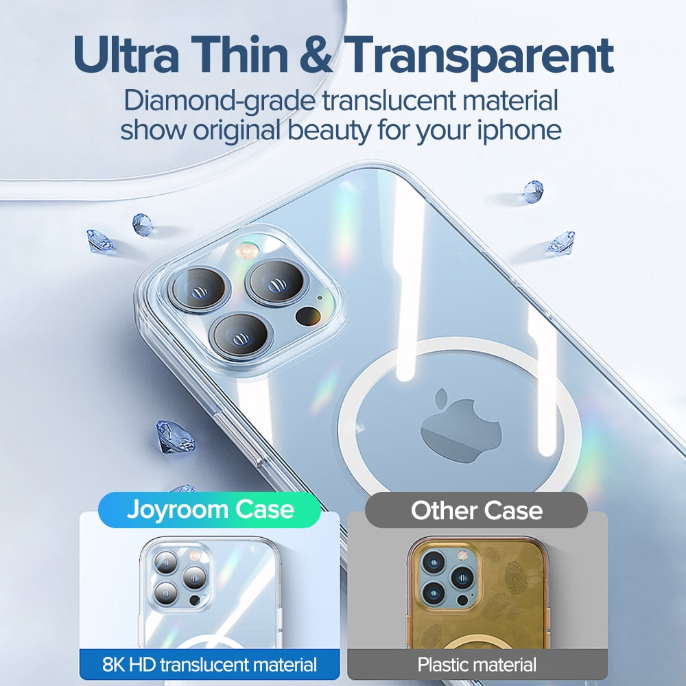 Magnetic Back Case For iPhone 13 12 Transparent Cover Wireless Charger