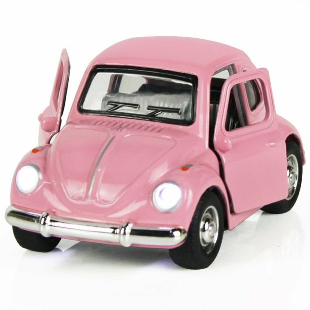 Car Model Beetle Mini Toy Diecast Metal Alloy Vehicle Pullback Sound Light Kids children Toddlers 1:38