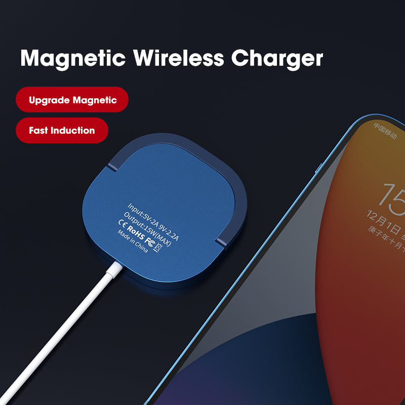 15W Magnetic Wireless Charger Mini QI Fast Charge USB C PD Adapter Charger