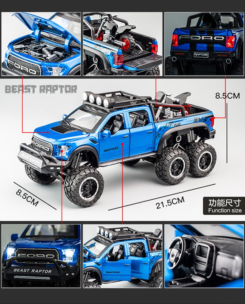 Car Model Ford Raptor F150 Pickup Alloy Diecasts Metal Modified Off-Road Vehicles children Kids Toy 1/28