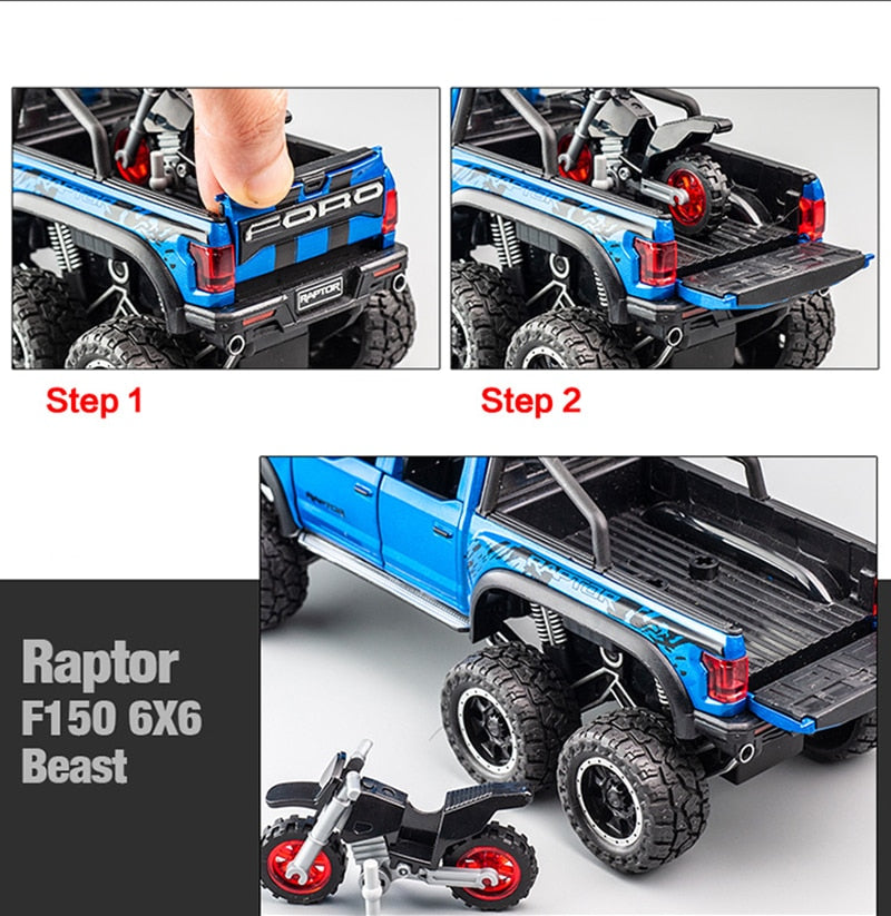 Car Model Ford Raptor F150 Pickup Alloy Diecasts Metal Modified Off-Road Vehicles children Kids Toy 1/28