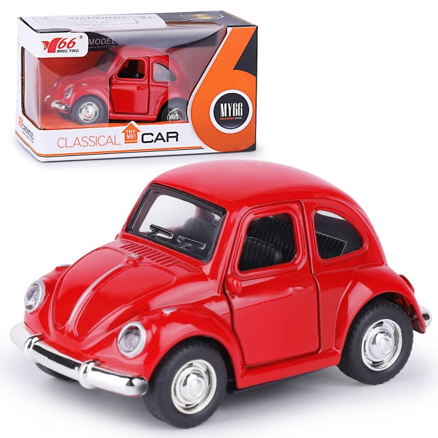 Car Model Beetle Mini Toy Diecast Metal Alloy Vehicle Pullback Sound Light Kids children Toddlers 1:38