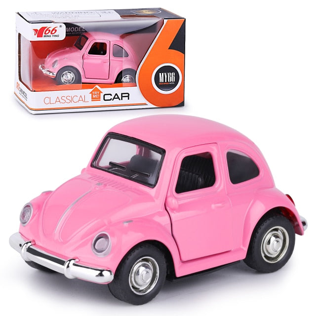 Car Model Beetle Mini Toy Diecast Metal Alloy Vehicle Pullback Sound Light Kids children Toddlers 1:38