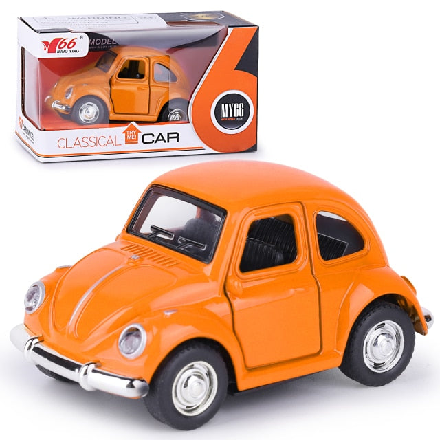 Car Model Beetle Mini Toy Diecast Metal Alloy Vehicle Pullback Sound Light Kids children Toddlers 1:38