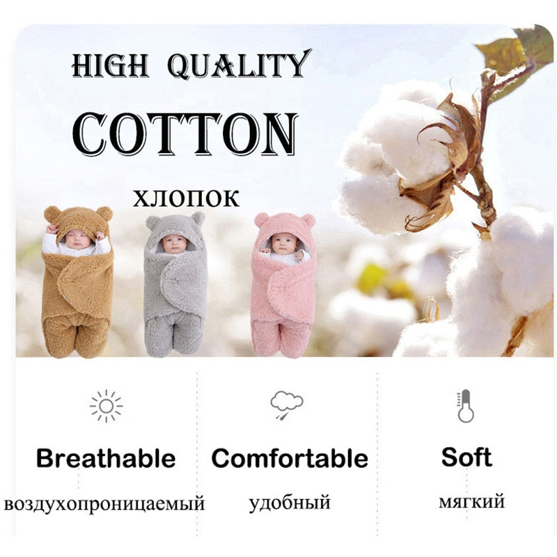 Baby Sleeping Bag Newborn Cotton Blanket Swaddle Toddler Winter Warm Stroller Wrap Zipper Envelope 0-9 Months