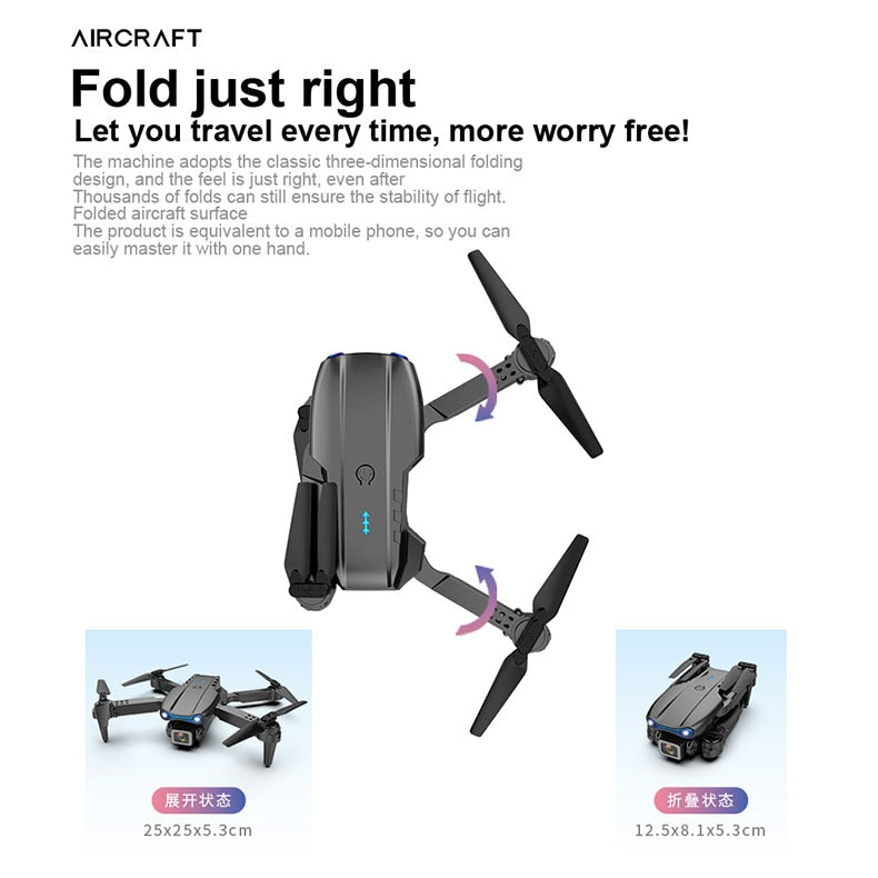 Drone Camera Quadcopter E99 K3 FPV Dual 4K Hold WiFi RC Remote Control Foldable Avoid obstacles