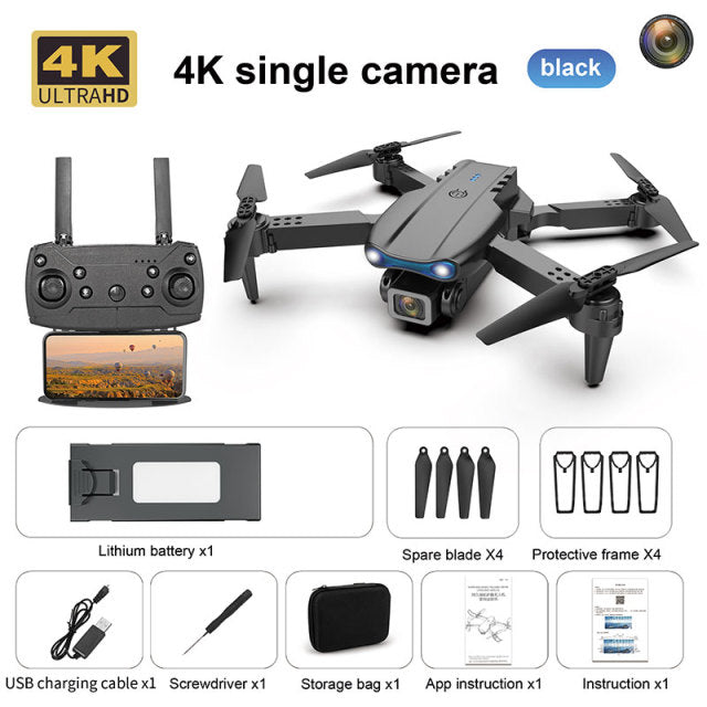 Drone Camera Quadcopter E99 K3 FPV Dual 4K Hold WiFi RC Remote Control Foldable Avoid obstacles