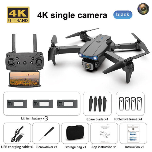 Drone Camera Quadcopter E99 K3 FPV Dual 4K Hold WiFi RC Remote Control Foldable Avoid obstacles