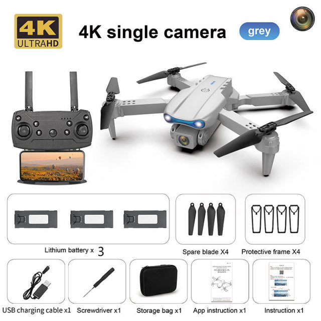 Drone Camera Quadcopter E99 K3 FPV Dual 4K Hold WiFi RC Remote Control Foldable Avoid obstacles