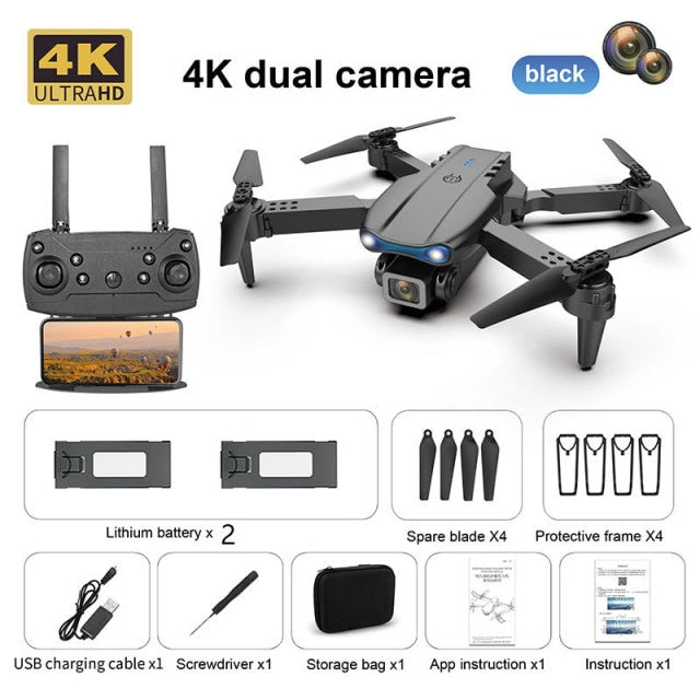 Drone Camera Quadcopter E99 K3 FPV Dual 4K Hold WiFi RC Remote Control Foldable Avoid obstacles