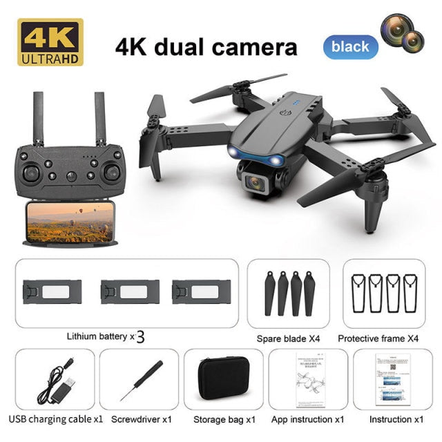 Drone Camera Quadcopter E99 K3 FPV Dual 4K Hold WiFi RC Remote Control Foldable Avoid obstacles