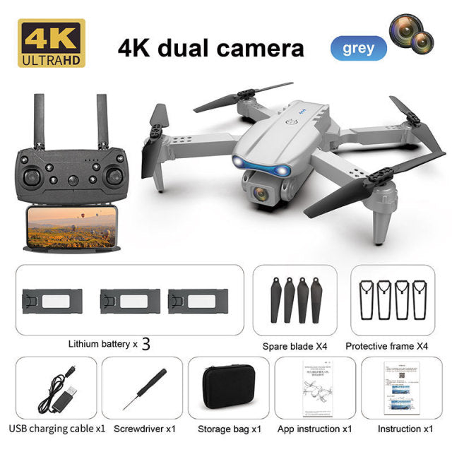 Drone Camera Quadcopter E99 K3 FPV Dual 4K Hold WiFi RC Remote Control Foldable Avoid obstacles