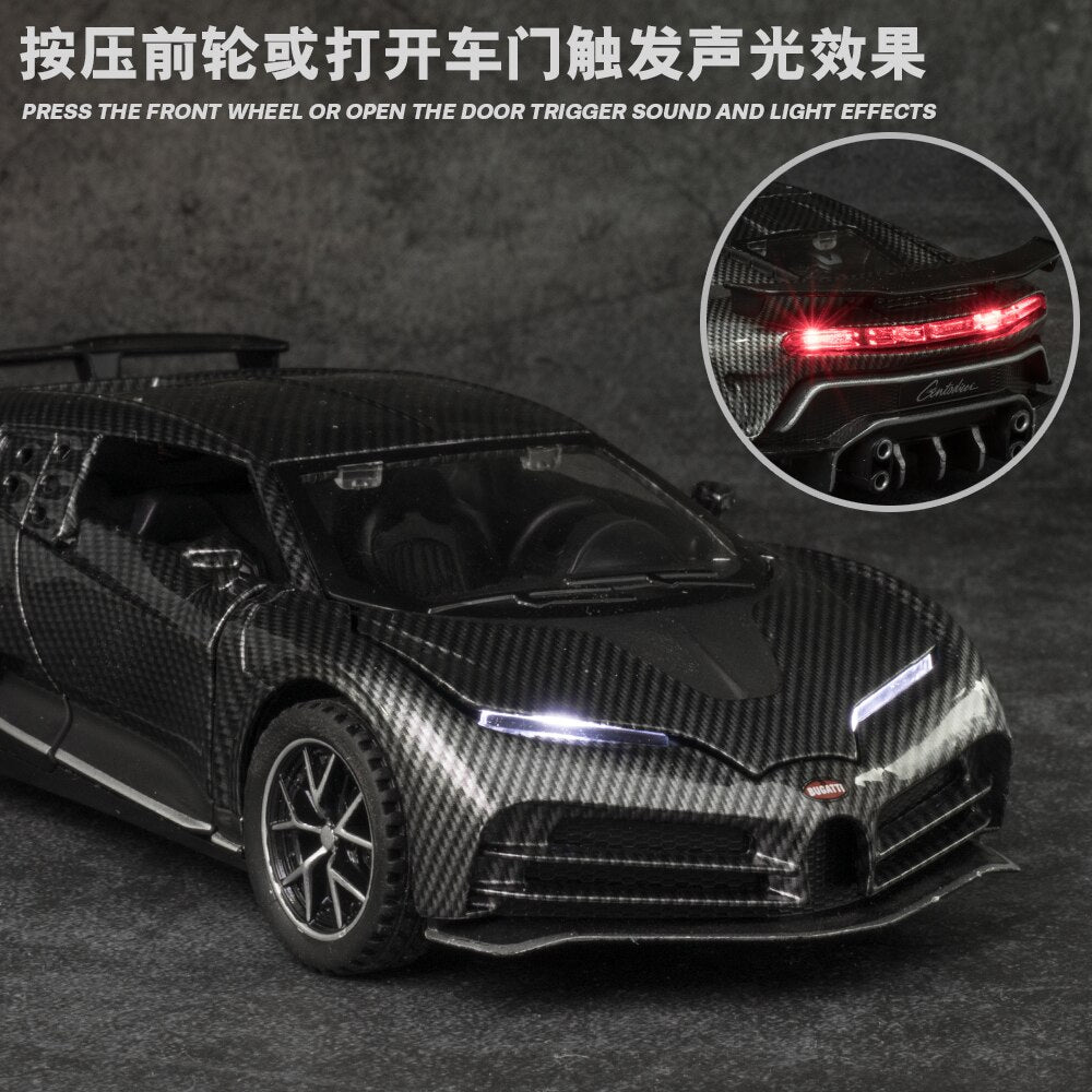 Car Model Bugatti Centodieci Carbon fiber Diecasts Metal Alloy Vehicles Toy Pull Back Kids children 1:32