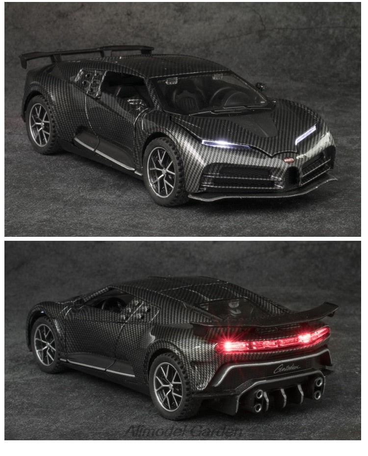 Car Model Bugatti Centodieci Carbon fiber Diecasts Metal Alloy Vehicles Toy Pull Back Kids children 1:32