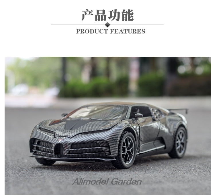 Car Model Bugatti Centodieci Carbon fiber Diecasts Metal Alloy Vehicles Toy Pull Back Kids children 1:32