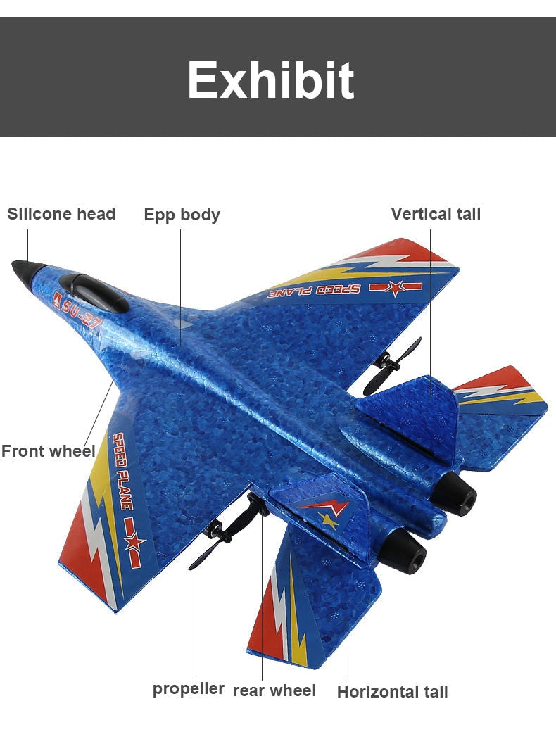 RC Remote Control Foam plastic Plane SU-27 Airplane Aircraft Fighter 2.4G Radio Control Glider Toys Children kids