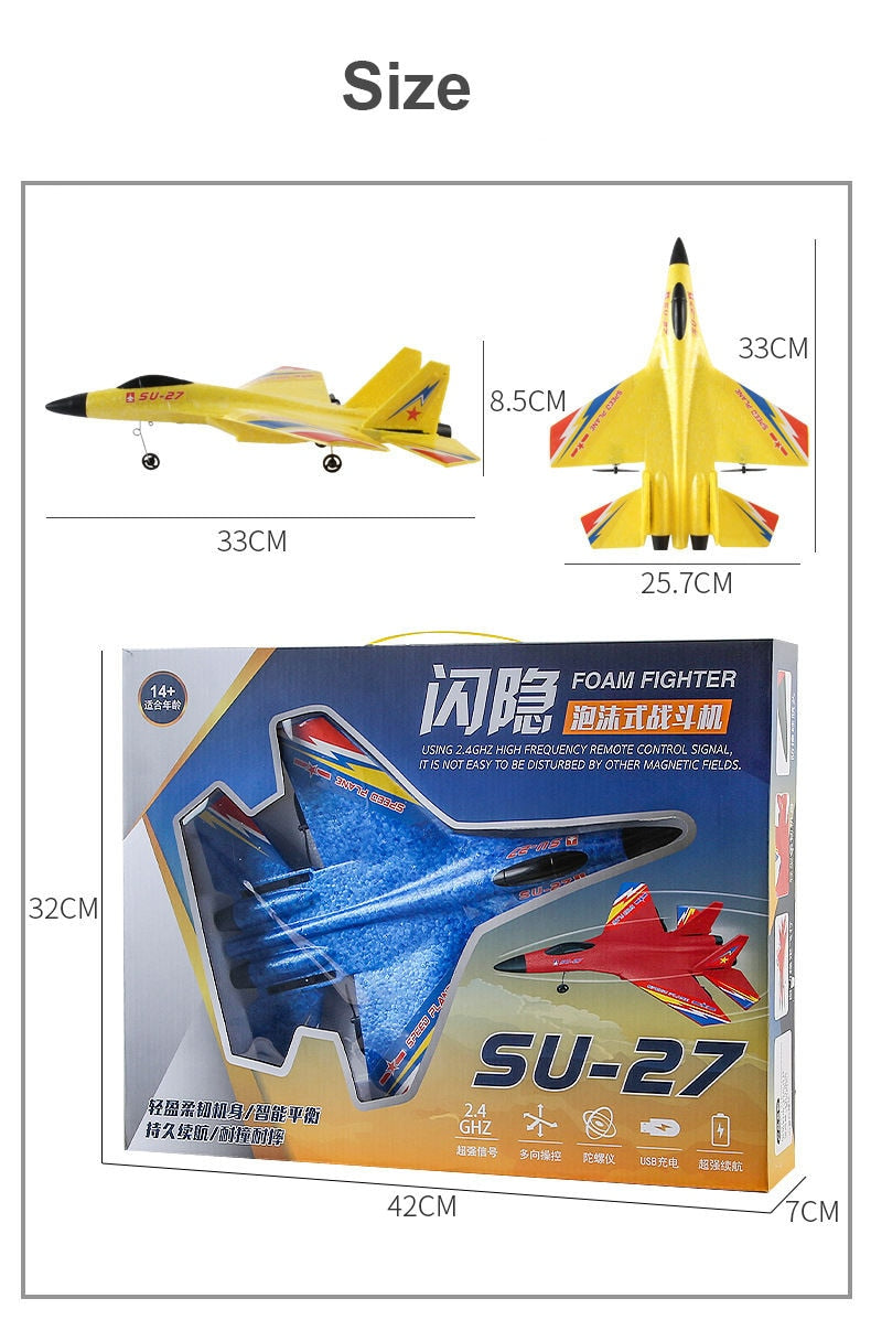 RC Remote Control Foam plastic Plane SU-27 Airplane Aircraft Fighter 2.4G Radio Control Glider Toys Children kids