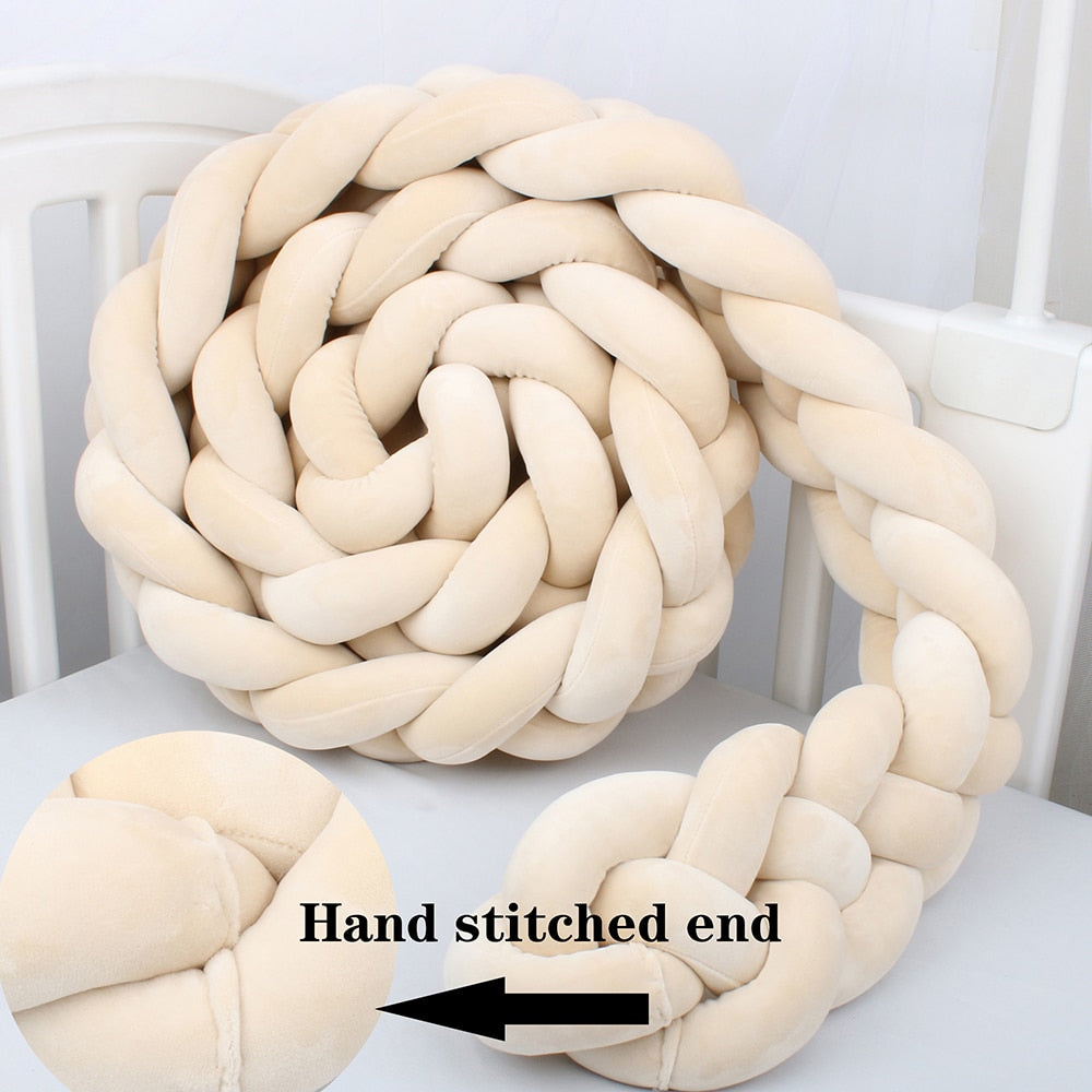 Baby Bed Bumper Crib woven Braid Pillow Cushion Infant Protector Pad 4 Knot 12cm 14cm Height