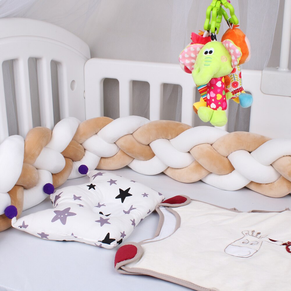 Baby Bed Bumper Crib woven Braid Pillow Cushion Infant Protector Pad 4 Knot 12cm 14cm Height