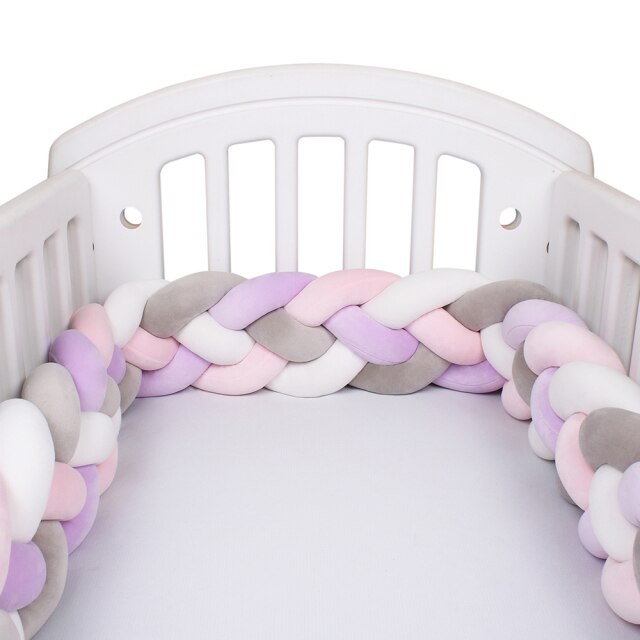 Baby Bed Bumper Crib woven Braid Pillow Cushion Infant Protector Pad 4 Knot 12cm 14cm Height