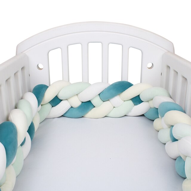 Baby Bed Bumper Crib woven Braid Pillow Cushion Infant Protector Pad 4 Knot 12cm 14cm Height